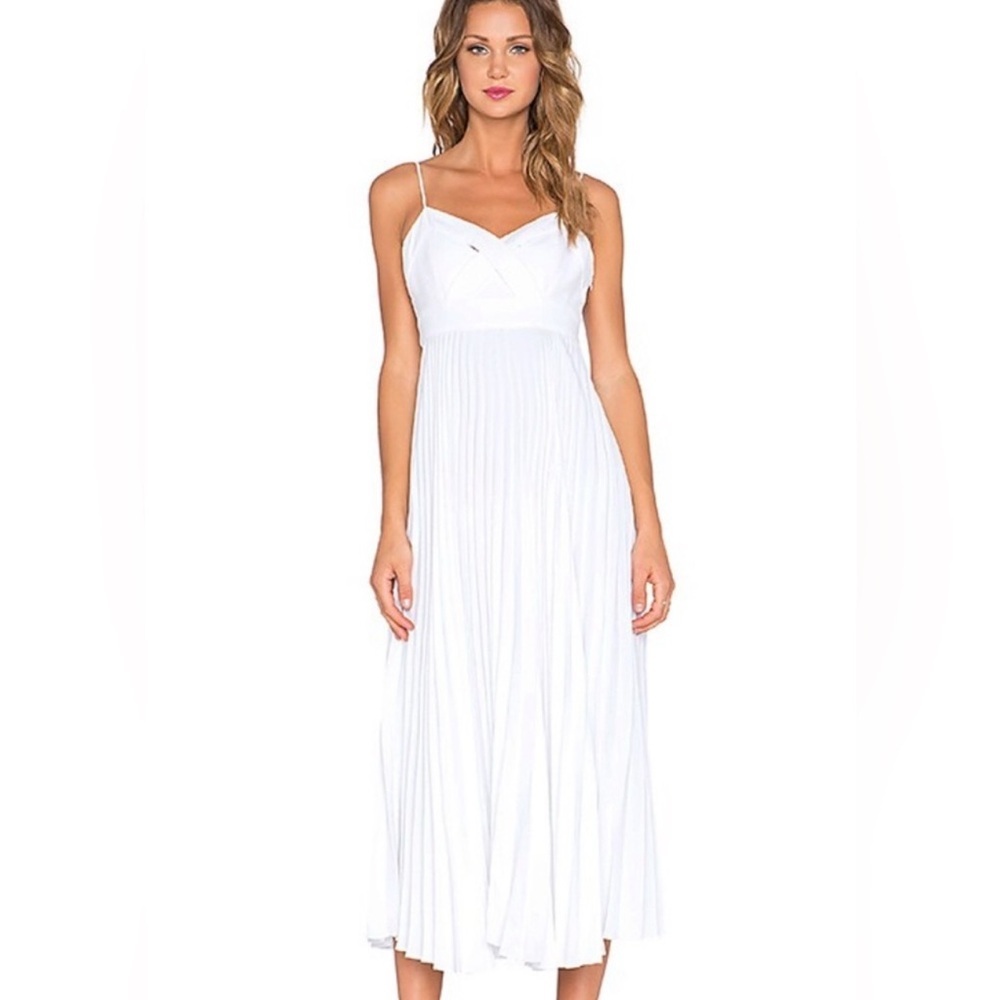 Lovers and Friends Catalina Pleaded White MIDI Dress Size Small